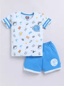 Nottie Planet Boys Printed Pure Cotton T-shirt with Shorts