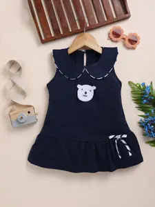Toonyport Girls Peter Pan Collar Sleeveless Cotton Drop-Waist Dress