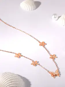 ASMITTA JEWELLERY Rose Gold Plated Artificial Stones Necklace