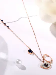 ASMITTA JEWELLERY Rose Gold-Plated Cubic Zirconia Studded Pendants with Chains