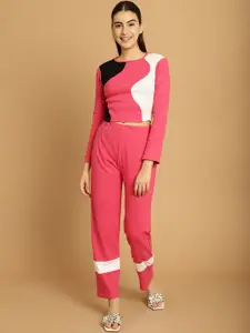 TAG 7 Colourblocked Top & Trousers Set
