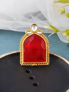 Silvermerc Designs Gold-Plated Kundan-Studded Finger Ring
