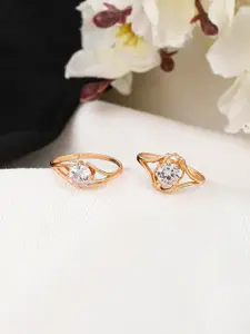 Silvermerc Designs Set Of 2 Gold Plated American Diamond Studded Rings