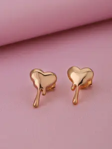 VANBELLE Women 925 Sterling Silver 18kt Rose Gold Plated Melting Heart Stud Earring