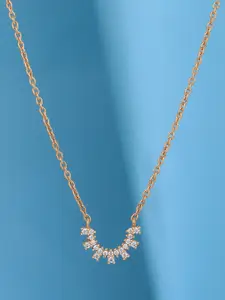 VANBELLE Women 925 Sterling Silver 18kt Rose Gold Plated with CZ Necklace