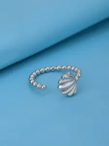 VANBELLE Women 925 Sterling Silver Rhodium Plated Adjustable Sea Shell Finger Ring