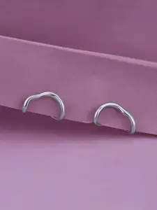 VANBELLE Women 925 Sterling Silver Rhodium Plated Contemporary Stud-Cuff Earring