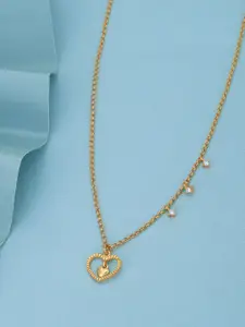 VANBELLE Women 925 Sterling Silver 18kt Gold Plated with CZ Heart Necklace