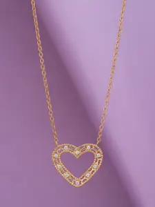 VANBELLE Women 925 Sterling Silver 18kt Rose Gold Plated with CZ Heart Necklace