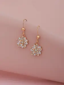 VANBELLE Women 925 Sterling Silver 18kt Rose Gold Plated Floral Drop Earring