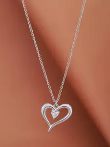 VANBELLE Rhodium-Plated Heart Shaped Pendants with Chains