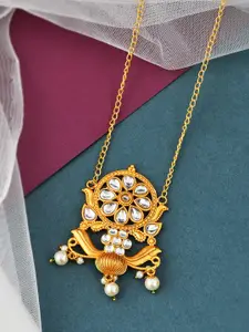 Silvermerc Designs Copper Silver-Plated AD Stone Studded Necklace