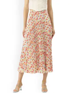WISSTLER Floral Printed Flared Midi Skirt