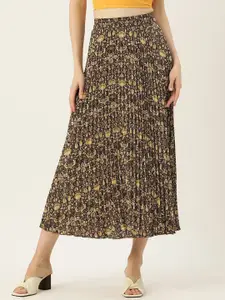 WISSTLER Floral Printed Pleated Maxi Skirt