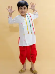 BAESD Boys Embroidered Regular Gotta Patti Pure Cotton Kurta & Dhoti Pants
