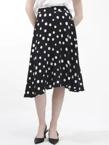 RAREISM Polka Dot Printed A-line Midi Skirt