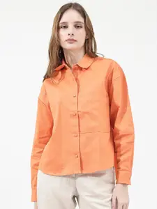 RAREISM Classic Spread Collar Opaque Cotton Casual Shirt