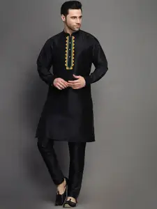 Utsav Fashion Ethnic Motifs Yoke Design Regular Thread Work Kurta with Trousers