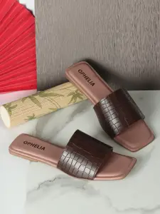 OPHELIA Textured Open Toe Flats