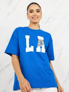 Styli Typography Printed Longline Oversized Cotton T-shirt