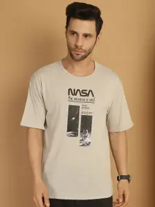 MACK JONNEY Typography Printed Oversized Cotton T-shirt