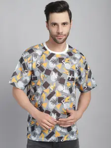 MACK JONNEY Geometric Printed Oversized Cotton T-shirt