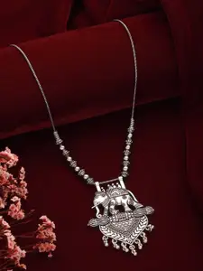 Jazz and Sizzle Silver-Plated Elephant Shaped Oxidised Necklace