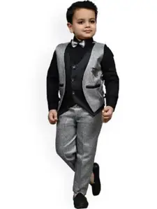 BAESD Boys Long Sleeves Shirt Collar Shirt & Trousers with Waistcoat