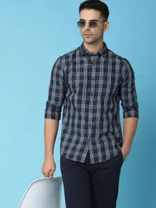 V-Mart Tartan Checks Opaque Twill Weave Cotton Casual Shirt