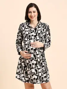 MomToBe Abstract Print Maternity A-Line Dress
