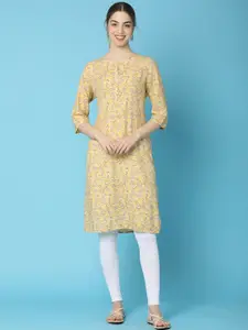 V-Mart Paisley Floral Printed Regular Cotton Round Neck Kurta