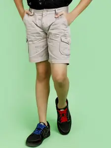 V-Mart Boys Typography Printed Satin Cargo Shorts