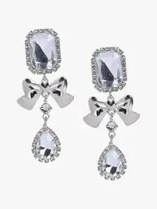 Kazo Silver-Plated Rhinestone Studded Drop Earrings