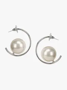 Kazo Silver-Plated Beads Beaded Contemporary Half Hoop Earrings