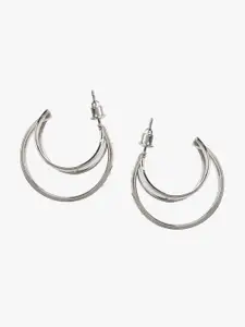Kazo Silver-Plated Contemporary Layered Half Hoop Earrings
