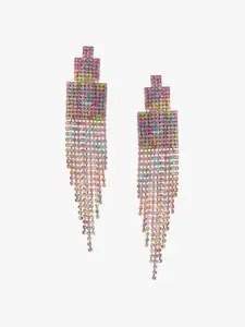 Kazo Rhinestone Studded Contemporary Drop Earrings