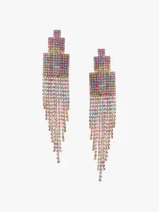 Kazo Rhinestone Studded Contemporary Drop Earrings