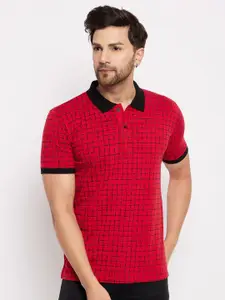 WILD WEST Checked Polo Collar Cotton T-shirt