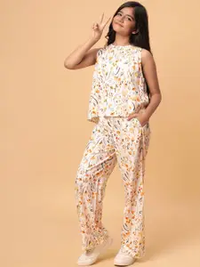 TeenTrums Girls Printed Top With Palazzos Co-ord Set