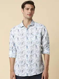 Allen Solly Slim Fit Floral Printed Spread Collar Cotton Linen Casual Shirt