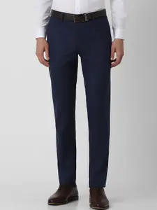 Peter England Men Textured Slim Fit Formal Trousers
