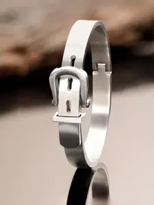 The Roadster Lifestyle Co. Men Silver Toned Rhodium Plated Stainless Steel Link Bracelet