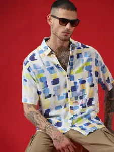 WROGN Comfort Spread Collar Opaque Printed Cotton Casual Shirt