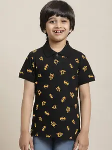 Kids Ville Boys Batman Printed Pure Cotton Polo Collar Tshirt
