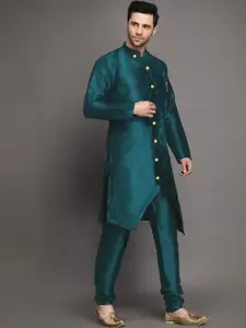 Utsav Fashion Mandarin Collar Layered  Kurta with Churidar