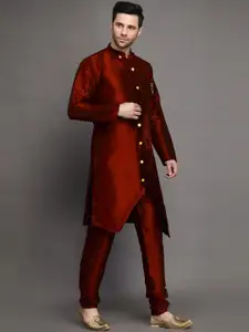 Utsav Fashion Mandarin Collar Layered  Kurta with Churidar