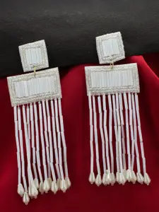 PRIVIU Beaded Square Shaped Drop Earrings