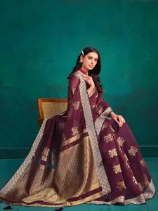 Sangria Ethnic Motifs Woven Design Zari Banarasi Saree