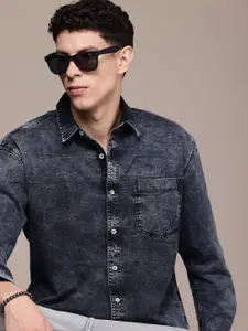 Roadster Men Faded Oversized Denim Casual Shirt