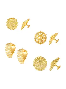 Vighnaharta Set Of 4 Gold-Plated Earrings